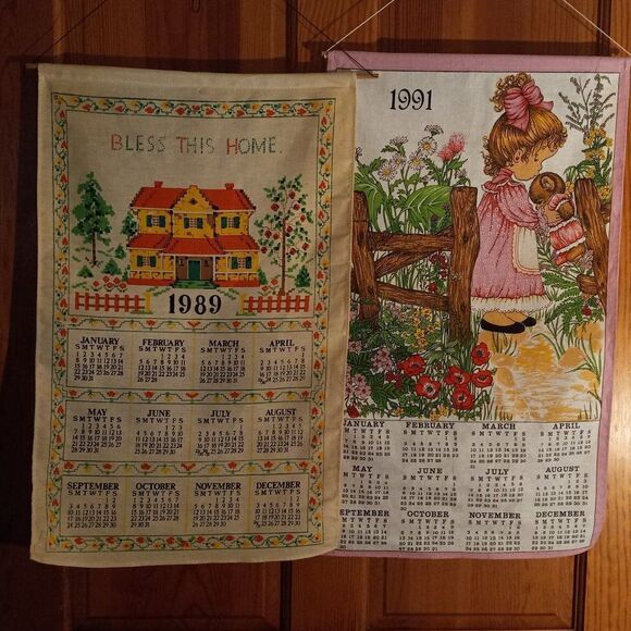 Vintage Fabric Calendars (2) - Picture 1 of 6